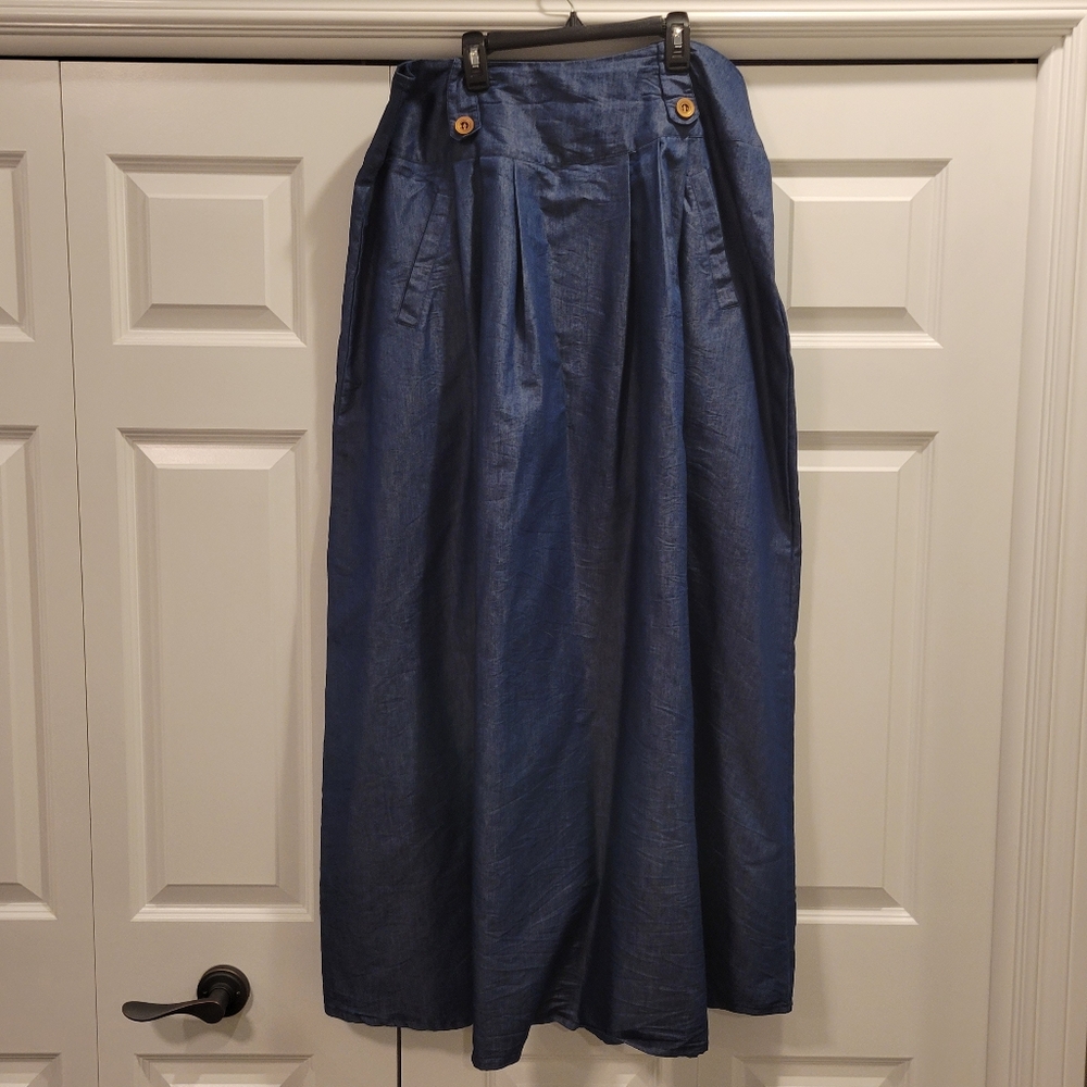 Elegant Blue Maxi Skirt